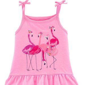carter's Flamingo Jersey Tank Pink Girls size 6 months